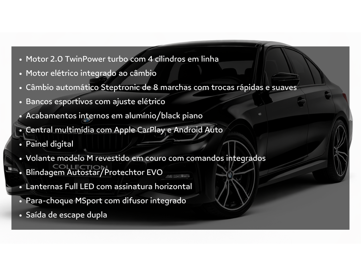 BMW 330E 2.0 16V Turbo Híbrido MSport Automático Blindada Autostar