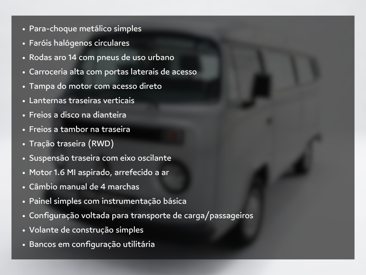 Volkswagen Kombi 1.6 MI STD Série Prata 8V Gasolina 3P Manual
