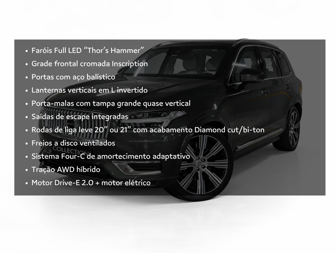 Volvo XC90 2.0 T8 Hybrid Inscription AWD Geartronic Blindada Carbon