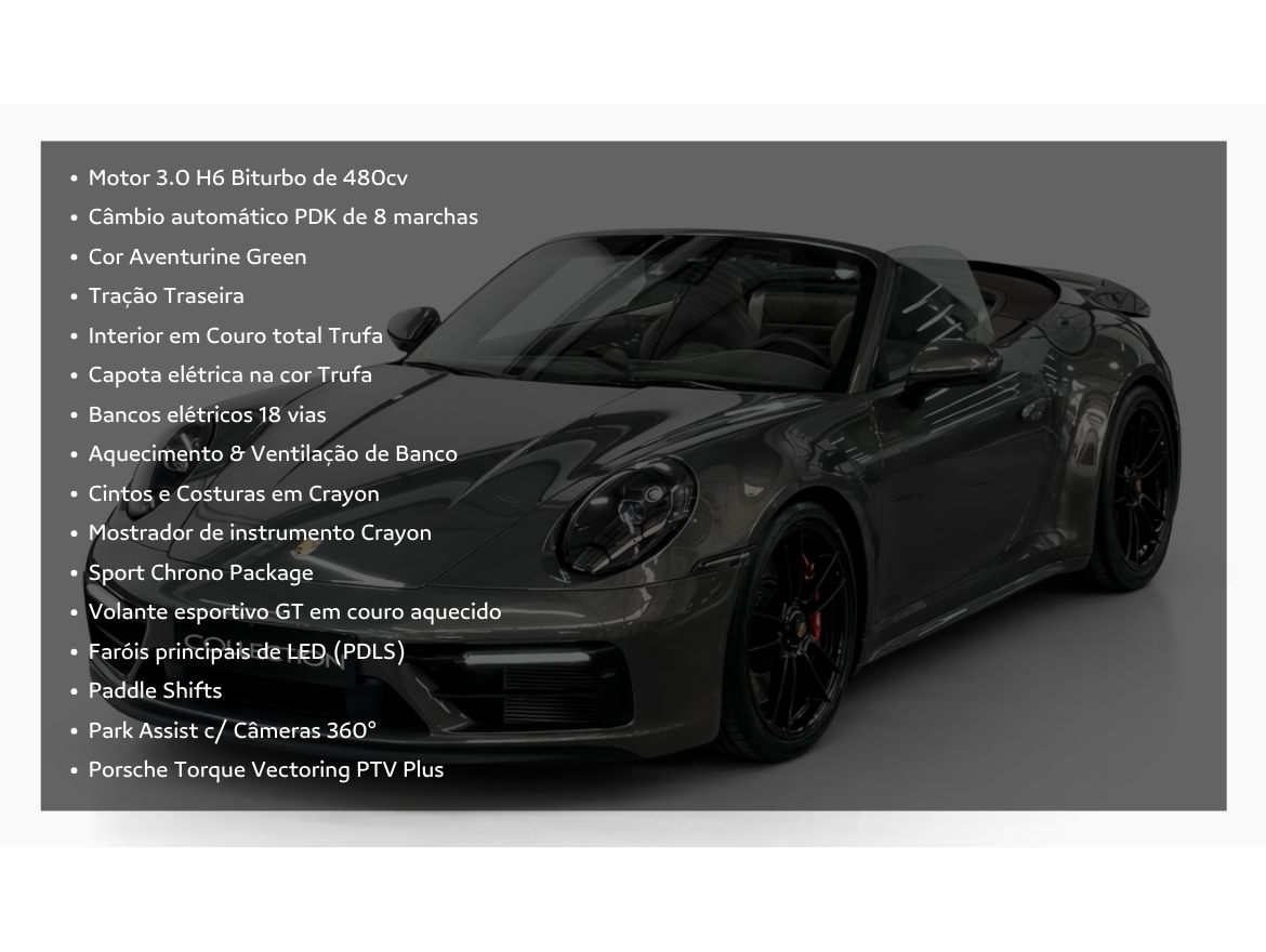 Porsche 911 3.0 24V H6 Gasolina Carrera GTS Cabriolet PDK